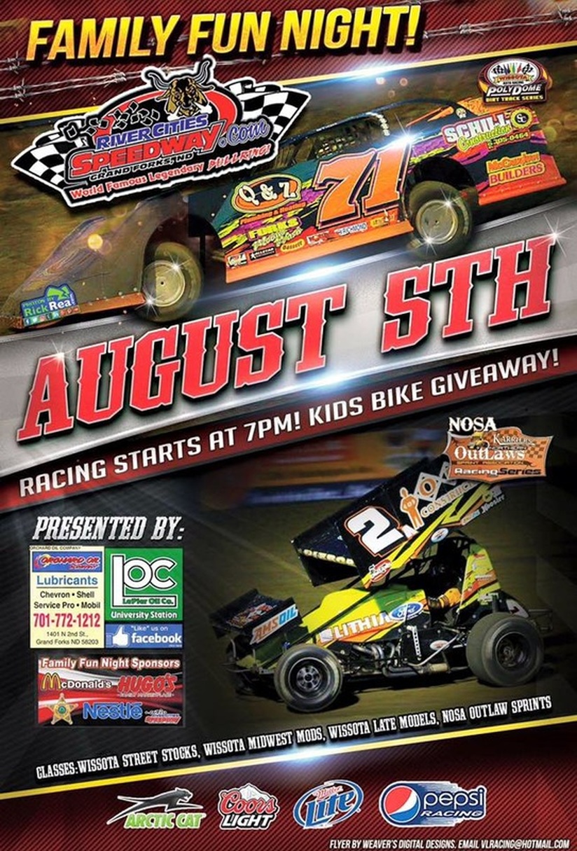 River Cities Speedway August 5th 2016 Race Poster 