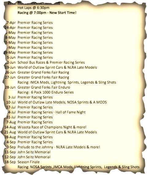 2015 River Cities Speedway Race Schedule