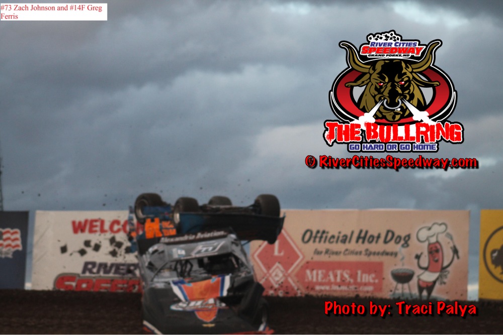 #3 Late Model Rollover: Greg Ferris & Zach Johnson at River Cities Speedway Photo by Traci Palya