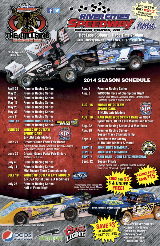 2014 River Cities Speedway Schedule Poster